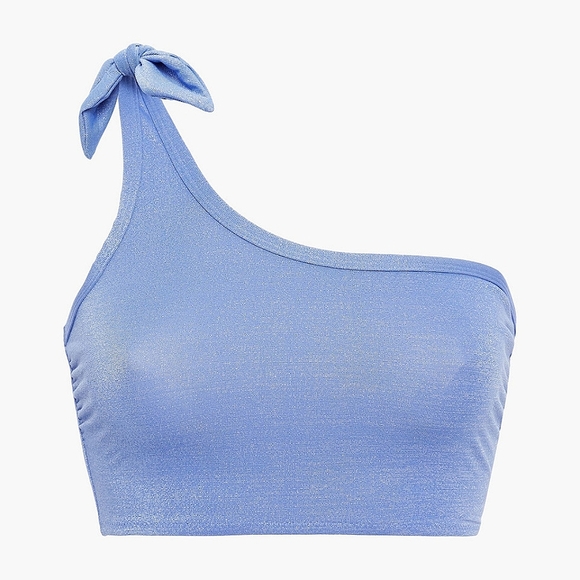 SOLID & STRIPED Other - Solid and Striped The Rooney One-shoulder Knotted Bikini Top In Lavender Large